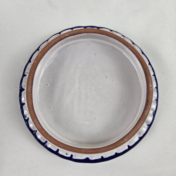 Blue White Trinket Box w/Lid Signed Castillo Hand Made in Mexico Glazed Pottery - Picture 10 of 12